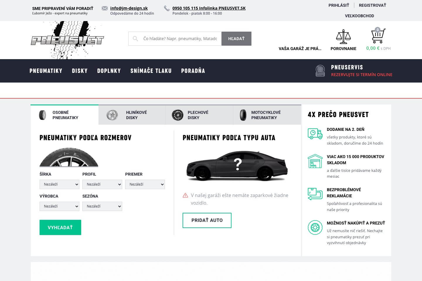 Homepage e-shopu PNEUSVET